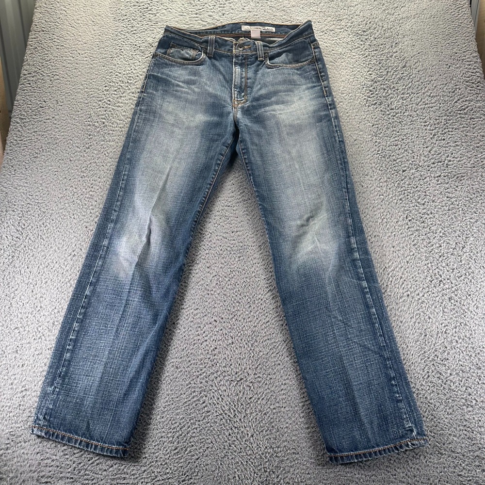 DKNY Jeans Men 32x32 Blue Denim Cotton Straight Leg Baggy Faded Stretch Workwear
